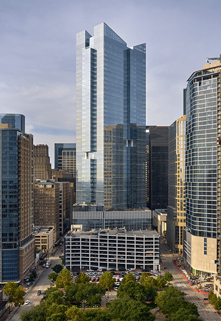 Texas Tower exterior building with a modern glass facade